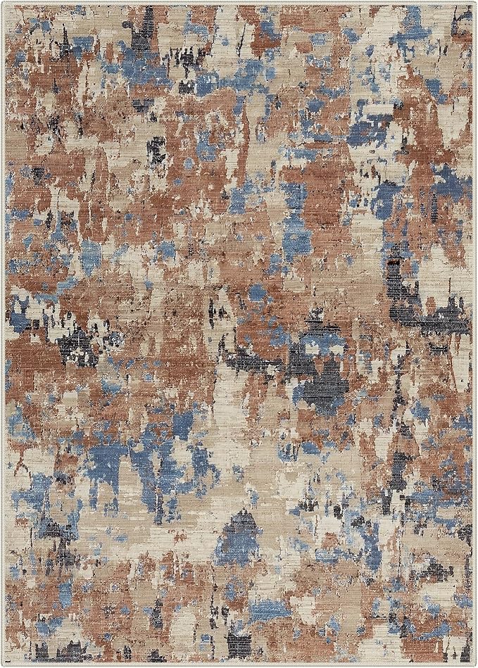 BEIMO Area Rugs 5x7 for Living Room Bedroom, Modern Abstract Machine Washable Rug, Large Soft Low Pile Floor Carpet with Non Slip Backing for Dining Room, Desert Blue Beige