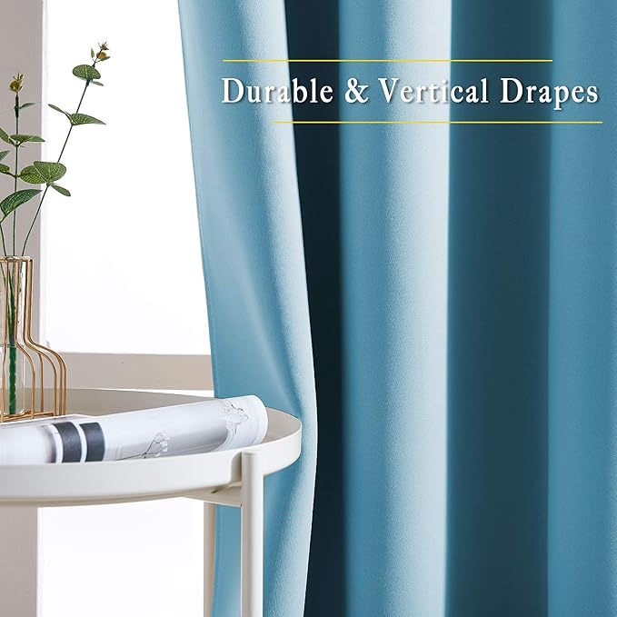 NICETOWN Blackout Curtains Panels for Window - Window Treatment Thermal Insulated Solid Grommet Blackout Drapes for Bedroom (Teal Blue, Double Panels, 66 by 90 Inch)
