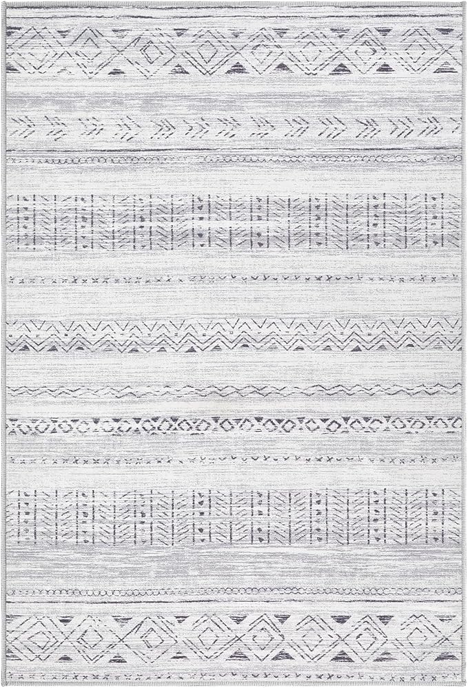 cotiled Washable 2x3 Entryway Rug: Washable Boho Rugs with Non Slip Backing Small Soft Indoor Stain Resistant Carpet for Kitchen Front Lightweight Home Decor Dark Grey