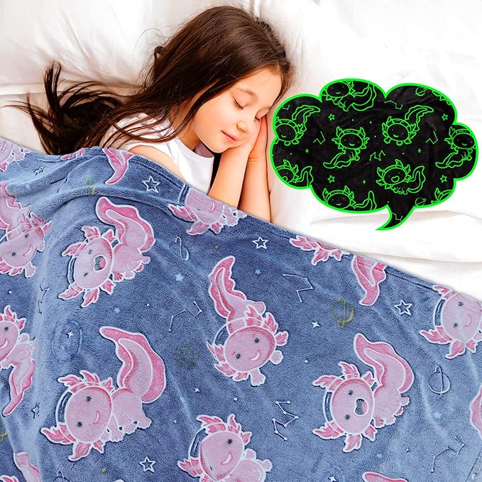 Toddler Blankets for Girls, Soft Cozy Small Fleece Blanket for Kids Room Decor, Axolotl Toys for Kids, Birthday Gifts for Girls Ages 2-10, 40x50 Inches