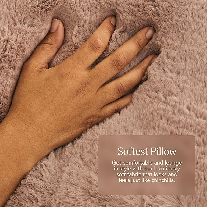 UnHide Squish - Faux Fur Pillow - Extra Soft Throw Pillow - Square Shaped Pillow, Polyester Fill - Machine Washable - Perfect for Living Room, Bedroom, or Guest Room - 20” x 20” - Taupe Ducky