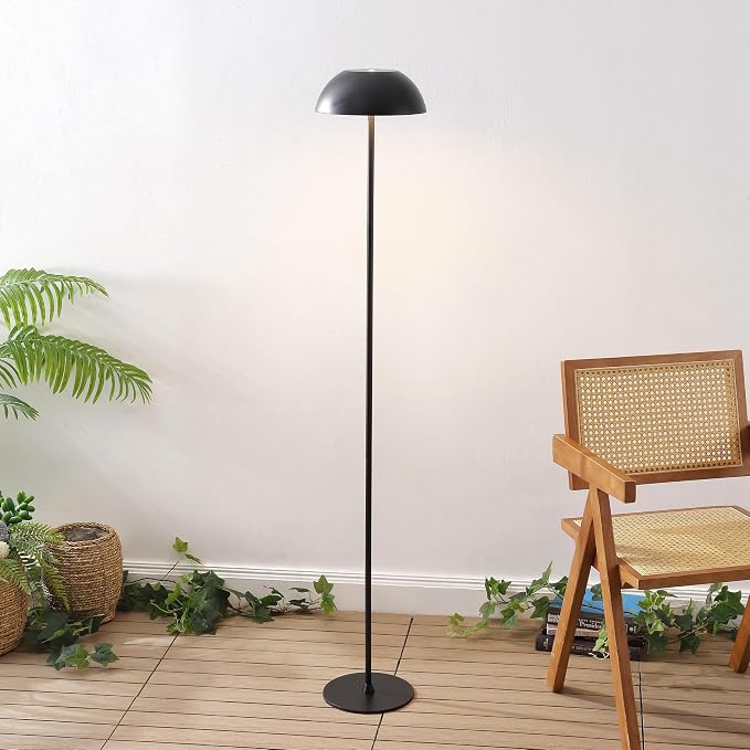 JONATHAN Y Laurel 59" Contemporary Minimalist Mushroom Metal Outdoor Floor Lamp, Black, Rechargeable Cordless and Dimmable with Integrated LED, Weather Resistant for Patio JYL7165B