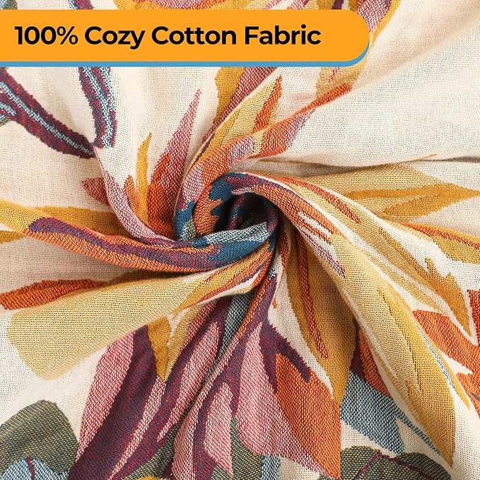 Boho Large Throw Blanket for Bed Couch 60" x 80 "100% Cotton 4-Layer Gauze Summer Blanket Home Decor Soft Lightweight for Sofa Quilt with Floral Butterfly