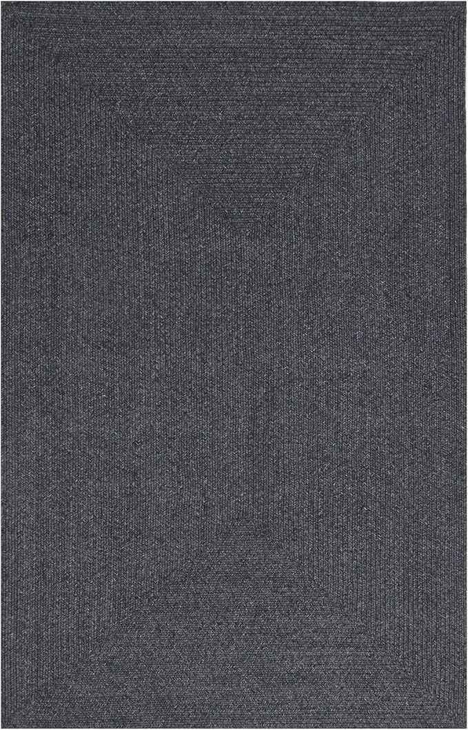 Superior Indoor/Outdoor Area Rug, Reversible Braided Floor Decor for Living Room, Kitchen, Patio, Front Porch, Modern Boho Farmhouse Rugs, Hardwood, Bedroom Accessories, 8' x 10', Charcoal