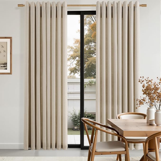Aersas Taupe Burlywood Grommet Linen Curtains 108 Inches Long for Living Room Bedroom Semi Sheer Light Filtering Neutral Boho Farmhouse 108 Inch Length 2 Panel Set for Large Window 9 Ft