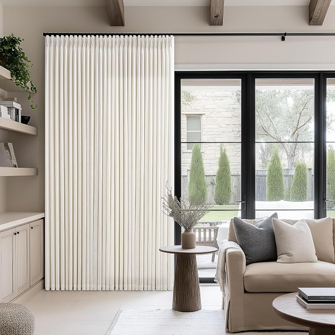Natural Linen Curtains Pinch Pleated 84 Inches Long for Living Room Bedroom Pleat Rings Back Tab Semi Sheer Curtains 84 Inch Length Light Filtering Farmhouse Drapes Cream Ivory Birch 1 Panel 50x84