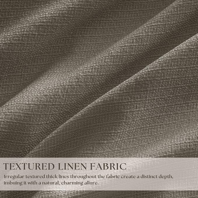 Taupe Gray Linen Blackout Pleated Curtains 90 Inches Long for Living Room Darkening Pinch Pleat 100% Black Out Drapes Thermal Insulated Soundproof Greyish Brown 90 Inch Curtain for Dining Bedroom