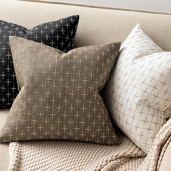 MIULEE Pack of 2 Decorative Burlap Linen Spring Throw Pillow Covers Farmhouse Pillowcases Modern Rustic Woven Textured Cushion Cover for Sofa Couch Bed 18x18 Inch Taupe