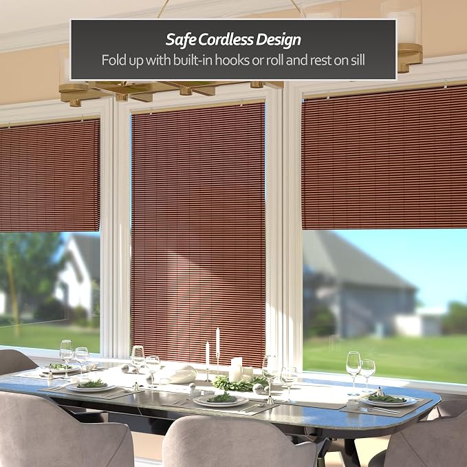 Red Lantern Bamboo Cordless Window Shade - Mahogany, 36" Wide