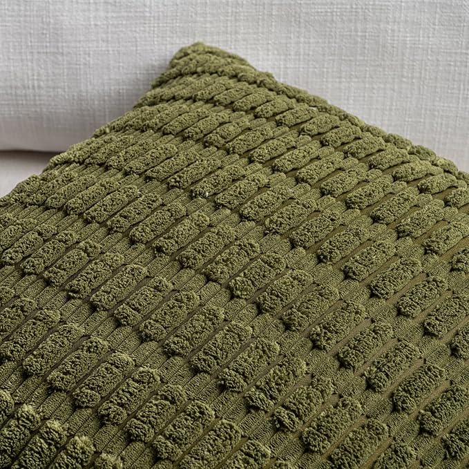 Fancy Homi 4 Packs Decorative Throw Pillow Covers for Living Room Couch Bed, Modern Farmhouse Boho Home Décor Accent Cushion Case, 16" x 16" (Pack of 4), Moss Green