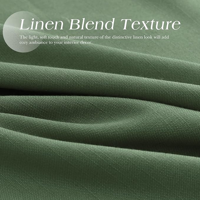 Extra Long Olive Green Linen Curtains 120 Inches Length for Living Room 2 Panels Set Grommet Lightweight Airy Gauzy Window Drapes Boho Farmhouse Sheer Curtain for Nursery Bedroom Closet Door 52x120