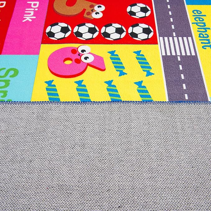 HOMORE Kids Rug, Children Educational Rugs for Bedroom Kids Collection ABC Rug for Learning Alphabet, Numbers, Colors, Season and Animal Words, Play Rugs for Classroom Playroom, 3x5 Feet