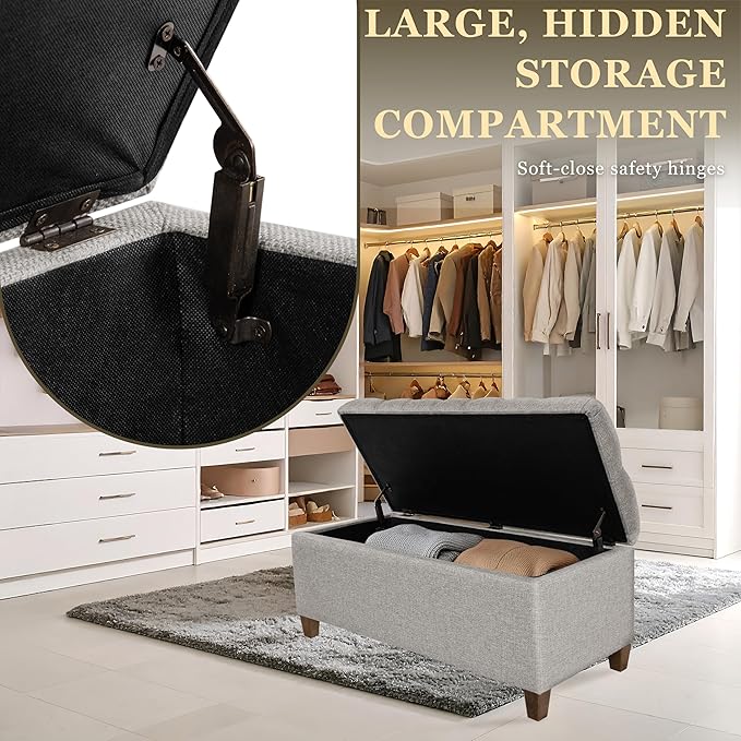 HomePop Ainsley 40" Storage Ottoman Bench - Gray Fabric