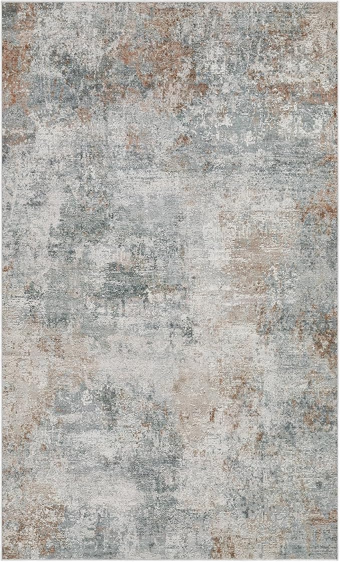 Tortania Area Rug Living Room Rugs - 3x5 Washable Soft Neutral Boho Moroccan Farmhouse Mat Indoor Floor Carpet for Bedroom Under Dining Table Home Office Decor - Grey Brown