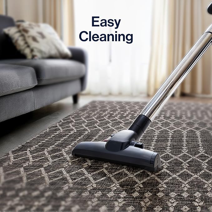 JONATHAN Y Moroccan Geometric Indoor Outdoor Area Rug 8X10 Black/Gray, Ourika Textured Weave for Backyard, Patio, Porch, Easy-Cleaning, High Traffic, Pet-Friendly, Non-Shedding (SMB108F-8)