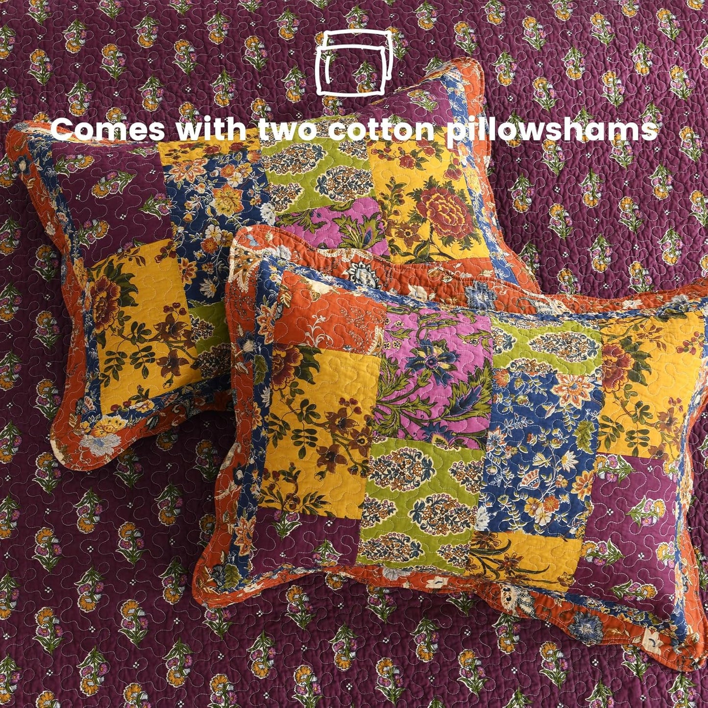 Secgo King Size Comforter Set- 100% Cotton Quilt King Size Set, Green, Sage bedspreads (96 * 108 Inch) with 2 Pillow Shams, Patchwork Reversible Lightweight Bedding