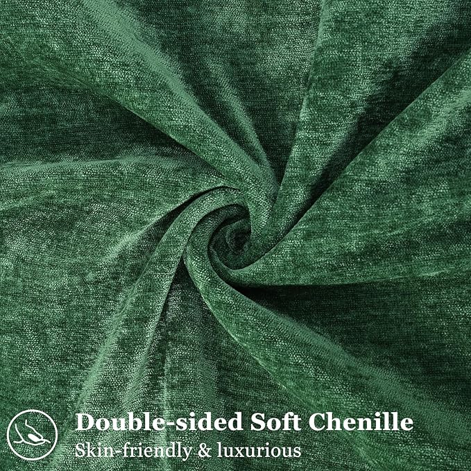 decorUhome Summer Couch Throw Pillow Covers 18x18 Set of 2, Decorative Soft Velvet Modern Cozy Chenille Pillow Cases with Elegant Design for Sofa Bed Living Room Home Decor, Green