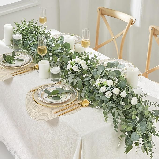 Giegxin 270 Pcs 3 Kinds Mixed Artificial Eucalyptus Leaves Stems Bulk Silver Dollar Leaves Picks Dried Eucalyptus Bundle Faux Spray for Wedding Vase Bouquet Floral Arrangement (Green)