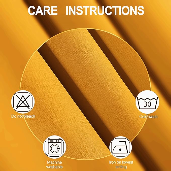 LEMOMO Yellow Thermal Blackout Curtains/52 x 54 Inch/Set of 2 Panels Room Darkening Curtains for Bedroom