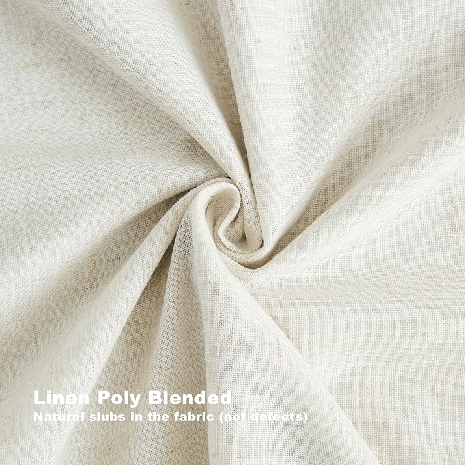 Vision Home Natural Pinch Pleated Full Blackout Curtains Linen Blended Room Darkening Window Curtains 95 inch for Living Room Bedroom Thermal Insulated Pinch Pleat Drapes with Hooks 2 Panel 40"Wx95"L