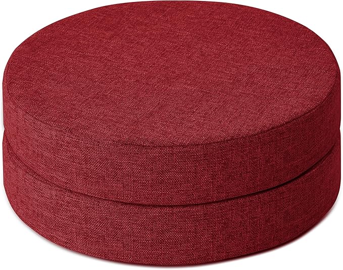 AddGrace 2.5" Thick Non Slip Round Chair Pad Set of 2, 16", Red | Machine-Washable Cover, Non-Slip, for Kitchen, Dining Room, Office, Floor, Bistro Cafe, for 16" Ottoman, 16" Round Stool