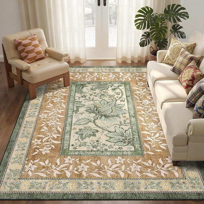 GarveeHome Leaves Floral Area Rug