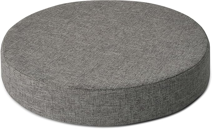 AddGrace 2.5" Thick Non Slip Round Chair Pad 1 Pack, 16", Light Grey | Machine-Washable Cover, Non-Slip, for Kitchen, Dining Room, Office, Floor, Bistro Cafe, for 16" Ottoman, 16" Round Stool