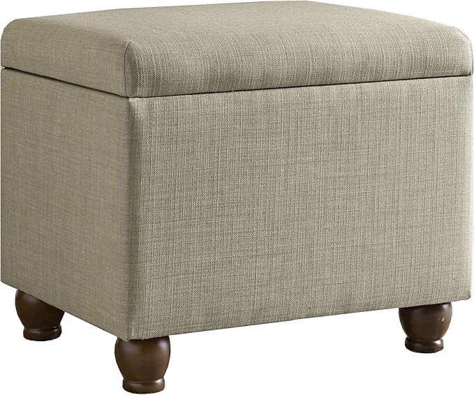 HomePop 22" Medium Rectangular Storage Ottoman - Tan Linen