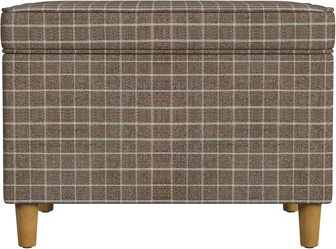 Spatial Order 24" Dinah Collection Storage Ottoman - Brown Windowpane Fabric