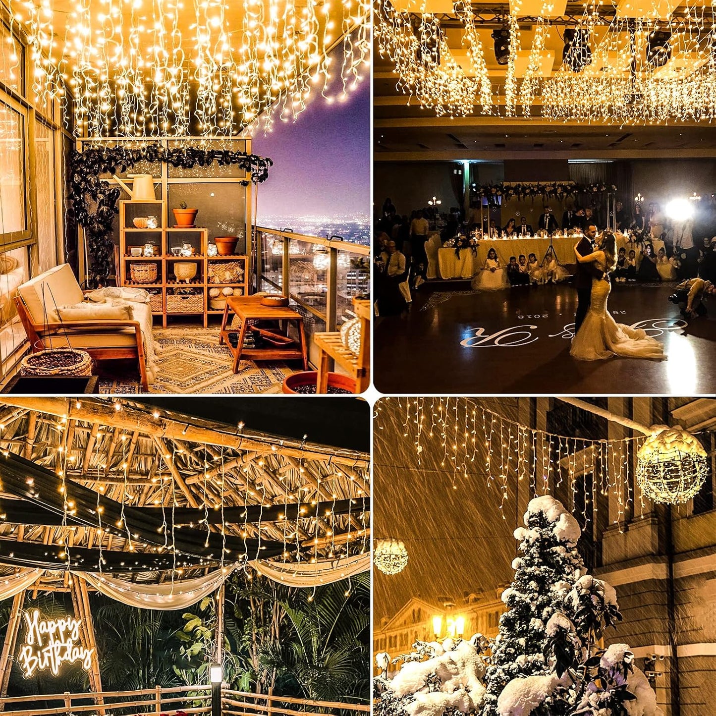 Icicle Lights for Outside 33ft 400 LED Icicle Christmas Lights Outdoor 8 Modes with 75 Drops, Plug in Christmas Light Waterproof for Indoor Holiday Wedding Xmas Decorations, Warm White