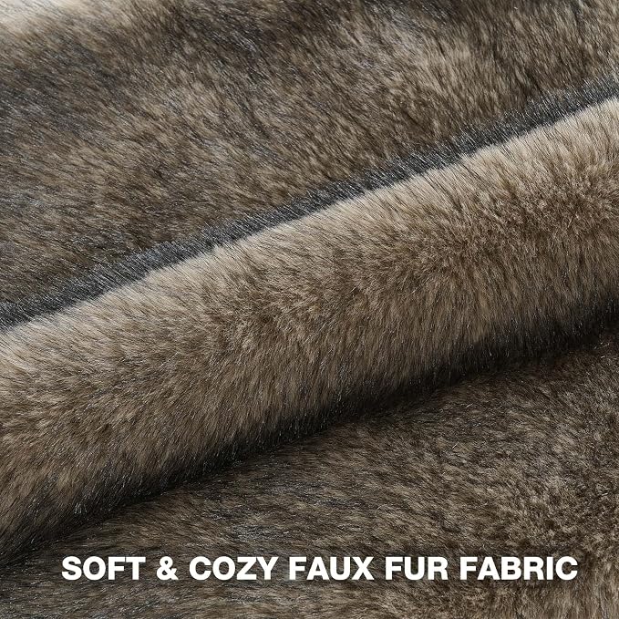 FUTEI Pack of 2 Faux Raccoon Fur Plush Throw Pillow Covers 18x18 Inch Soft Fluffy Farmhouse Decorative Cushion Case Modern Luxury Accent for Couch Bed Living Room, Gray Green