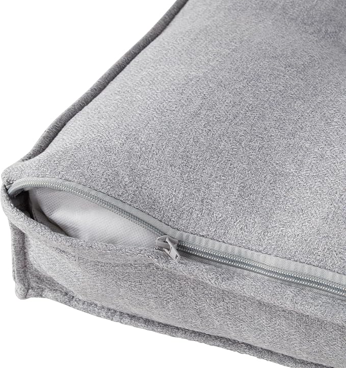 Square Tufted Floor Pillow with Removable Cover, Cement, Large (40")