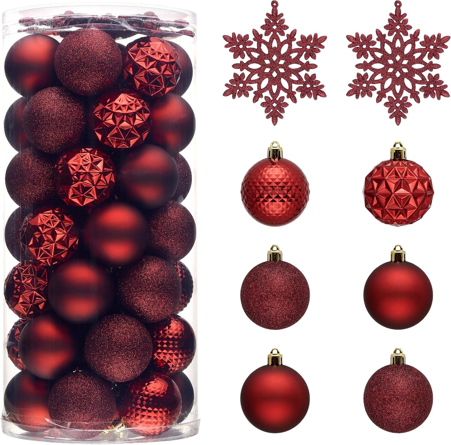 Valery Madelyn Christmas Tree Decorations Ornament Set for Fall Halloween, 50ct 2.36 Inches Burgundy Red Shatterproof Christmas Ball Ornaments Hanging Xmas Holiday Party Decor