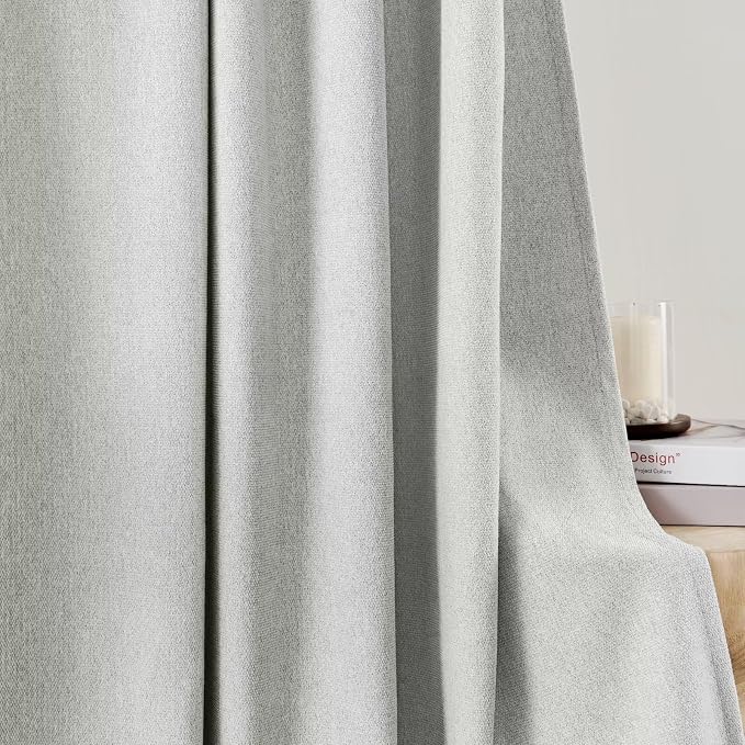Joydeco Light Filtering Curtains 84 Inch Length for Bedroom, Faux Linen Curtains 84 Inches Long for Living Room, Pinch Pleat Curtains for Living Room 84 Inch Length(52x84 inch, Greyish White)