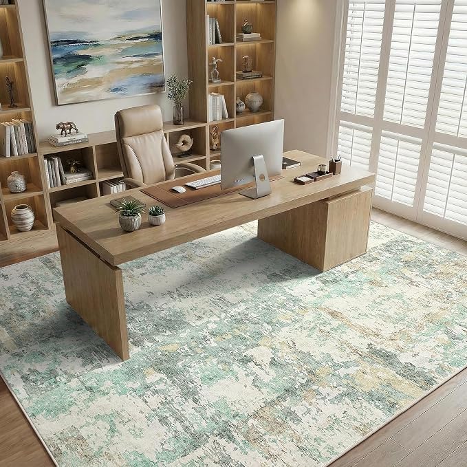 GarveeHome 6x9 Abstract Area Rug, Washable Soft Low Pile Non Slip Accent Rug for Living Room, Bedroom, Dining Room, Modern Neutral Indoor Carpet
