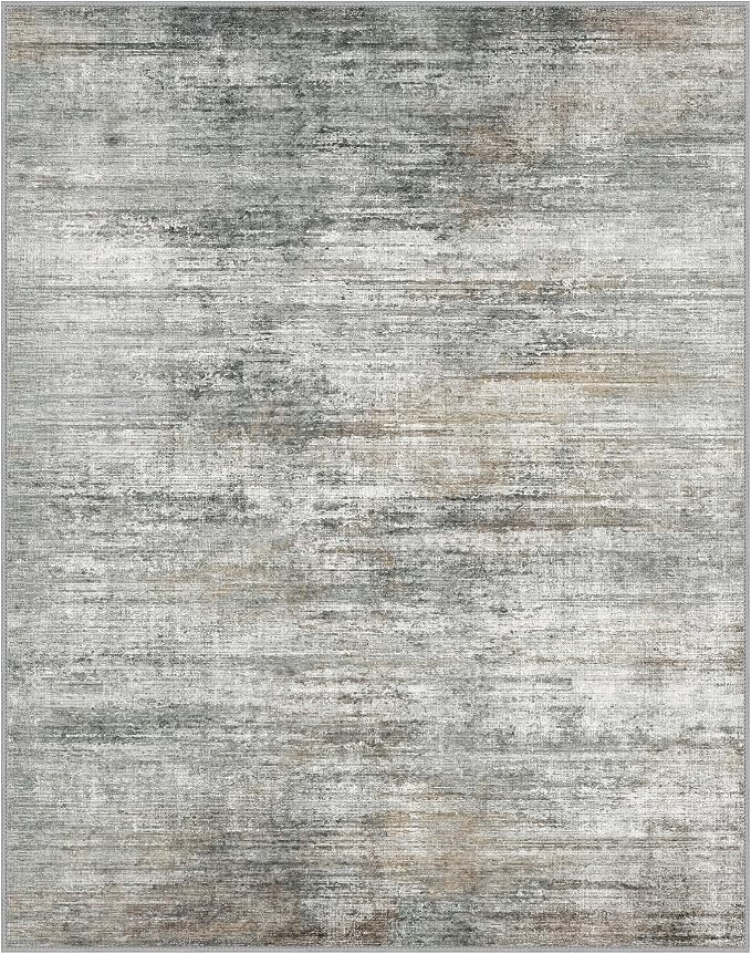 BEIMO Area Rugs 8x10 for Living Room Bedroom, Modern Abstract Machine Washable Rug, Large Soft Low Pile Floor Cover with Non Slip Backing for Dining Room, Ash Gray Brown