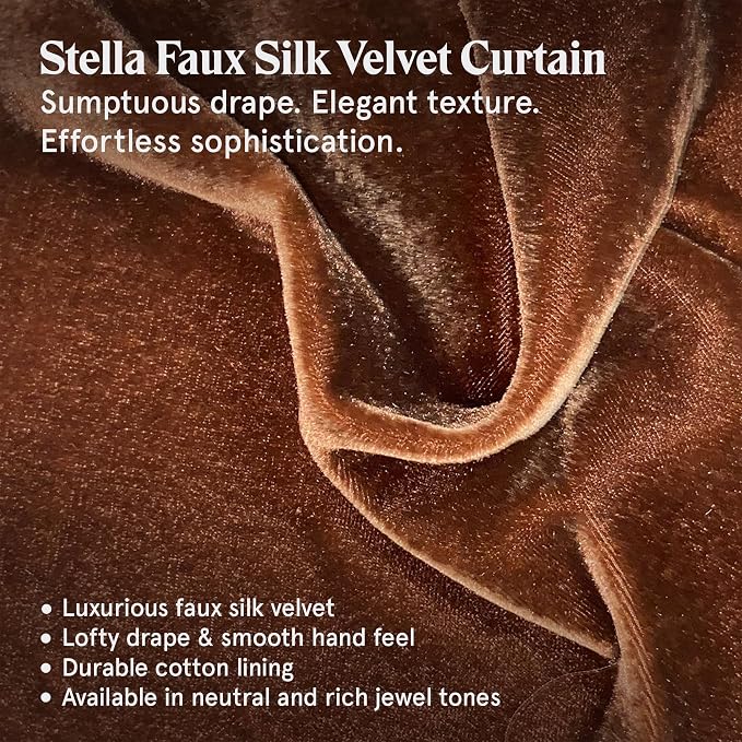 HiEnd Accents Stella Faux Silk Velvet Euro Sham Pillow Cover, 27x27 inch, Copper Brown, Romantic Western Modern Traditional Style Luxury Bedding