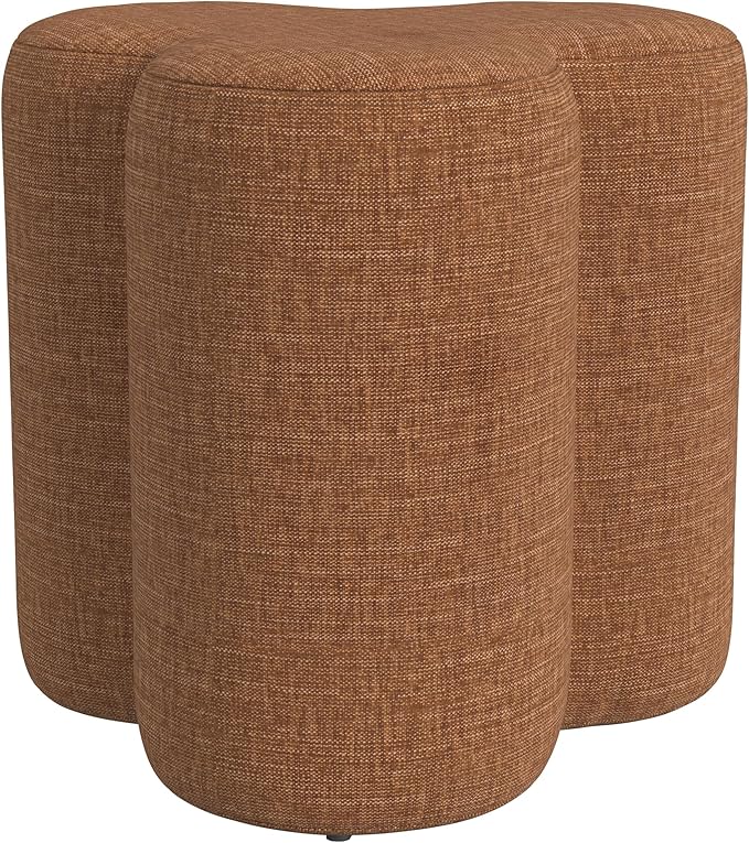 HomePop Upholstered Clover Shaped Ottoman|HomePop Home Décor|Foot Rest Ottoman - Rust Orange Chenille