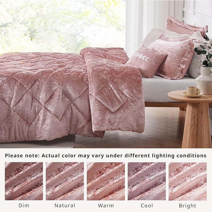 Intelligent Design Polyester Crushed Duvet Cover Set with Blush ID12-1971