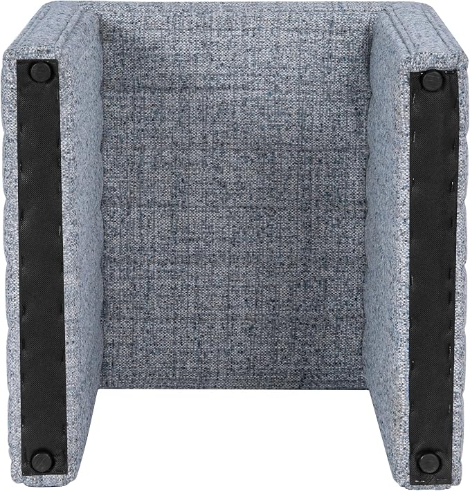 HomePop 19" Modern Waterfall Ottoman - Blue Gray Woven Fabric