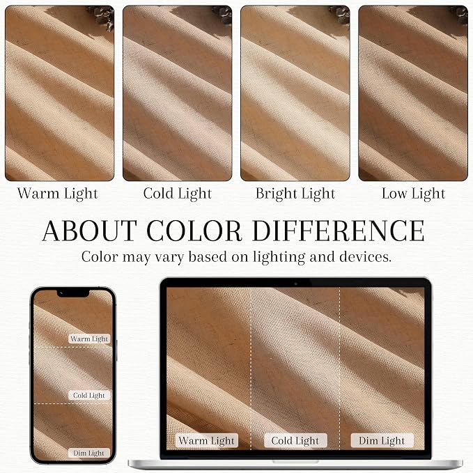 Camel Kitchen Cafe Curtains 30 Inch Length Linen Blend Privacy Light Filtering Short Rustic Curtain with Rod Pocket Back Tab Pleated Design for Over Sink Bathroom Laundry Room 2 Panels 26Wx30L