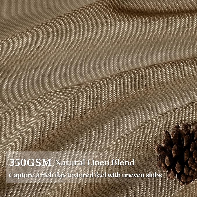 Brown Pinch Pleated Linen Curtains 84 Inch Length for Living Room Bedroom Semi Sheer Pleat Drapes with Hooks Rings Back Tab Neutral Light Filtering Privacy Dutch Cocoa Window Curtain 84 Inches Long