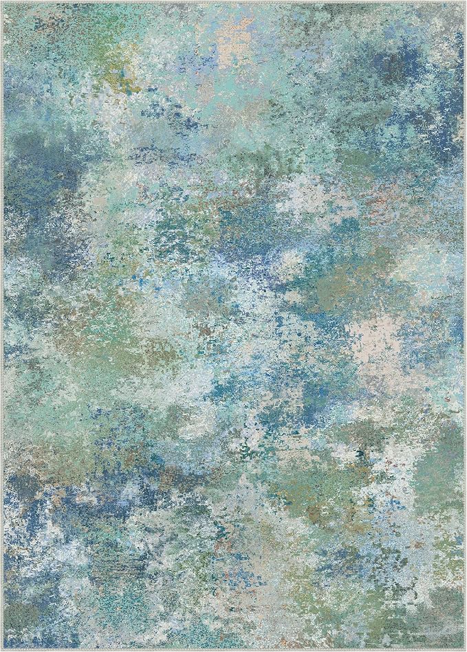 BEIMO 2x3 Rugs for Entryway Entrance Kitchen Bathroom, Machine Washable Rug Modern Abstract Soft Area Rug, Low Pile Indoor Floor Carpet with Non Slip Backing, Blue Green