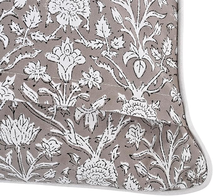 Ridhi Block Print Taupe Pillow Cover 20" x 20" (Pack of 2) Decorative Couch Pillows for Living Room, Chic Boho Cute Outdoor Pillows Covers Gifts for Spring, Easter and Valentine
