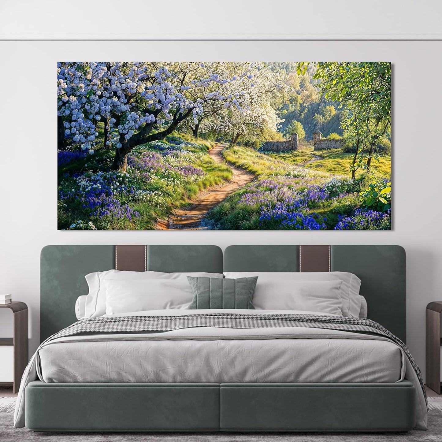 Large Canvas Wall Art Decor Large Modern Green Wall Art for Living Room Flower Tree Wall Art Prints Nature Art Work for Wall Decor Landscape Artwork for Walls Kitchen Bedroom Office Decor 29"X58"