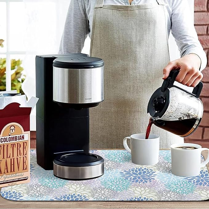 Fun Coffee Mat 19inx12in,Coffee Bar Mat for Countertops,Absorbent Hide Stain Anti-Slip Coffee Bar Accessories Fit Under Coffee Machine Mat,dish Drying Mats for Kitchen