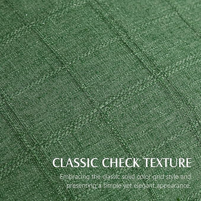 Foindtower Set of 2 Decorative Linen Check Throw Pillow Covers Neutral Farmhouse Vintage Cushion Covers Modern Boho Accent Home Decor for Sofa Chair Couch Bedroom Living Room,26×26 Inch,Forest Green