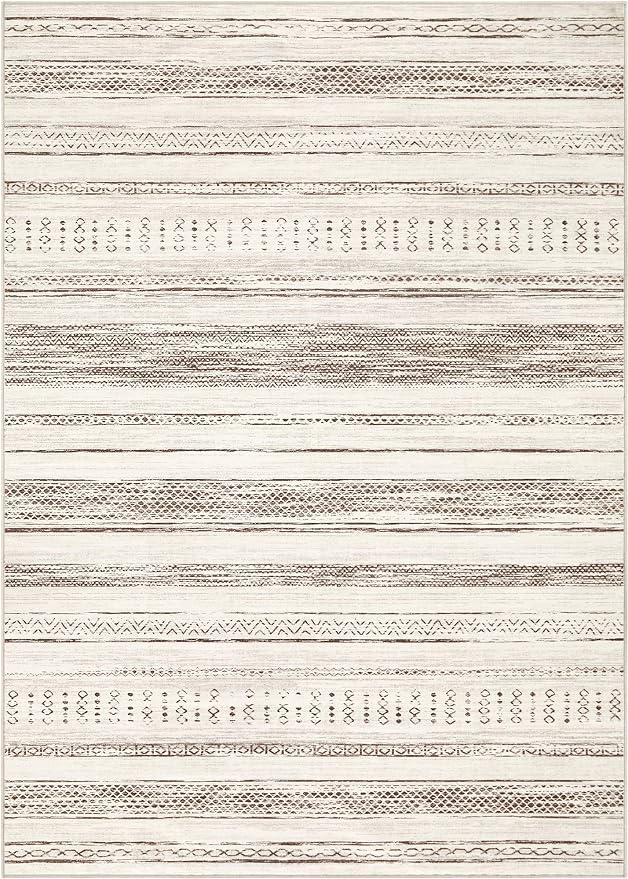 Tortania Area Rug Living Room Rugs - 10x14 Washable Large Soft Neutral Boho Moroccan Bohemian Farmhouse Rug Indoor Floor Carpet for Bedroom Under Dining Table Home Office Decor - Beige