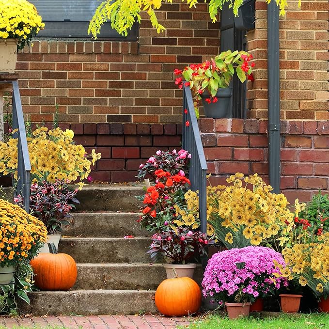 ColoPlay 24 Yellow Bundles Artificial Flowers for Outdoors/Indoors Fake Flowers Plants for Indoor Outside Garden Porch Window Box Home Wedding Farmhouse