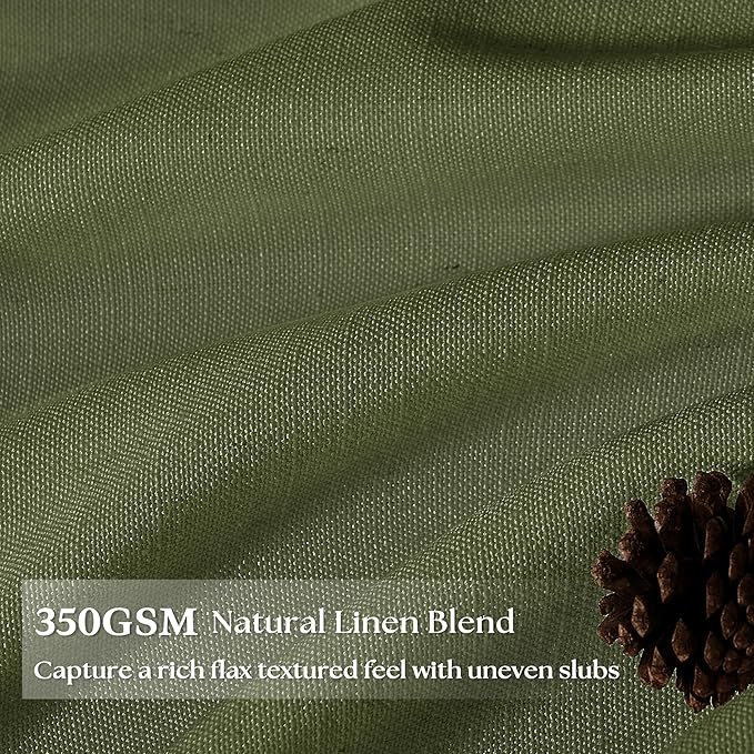 Pinch Pleat Olive Green 63 Inch Curtains for Bedroom Rustic Linen Blend Viral Pleated Light Filtering Privacy Small Window Curtain Back Tab Loden Moss Green Semi Sheer Drapes 2 Panels 63 Inch Length